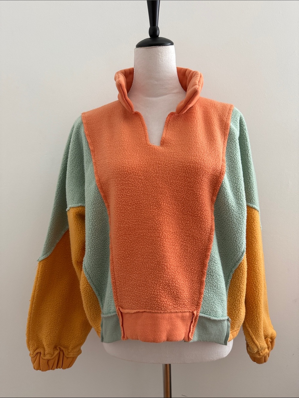 Colorblock Oversized Sweatshirt / Pullover Sweater Orange, Mint & Mustard